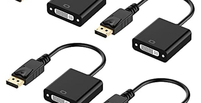 Display Port to DVI, 4-Pack Gold-Plated Display Port to DVI-D Converter (Male to Female) Compatible with Computer, Desktop, Laptop, PC, Monitor, Projector, HDTV