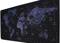 KINEEPLE Large Mouse Pad, Big Gaming Mouse Pad with Stitched Edges, Waterproof and Non-Slip Desk Mat, XXL Extended Keyboard Pad for Home Office Accessories (35.4×15.75×0.1 inch, World Map, Black)