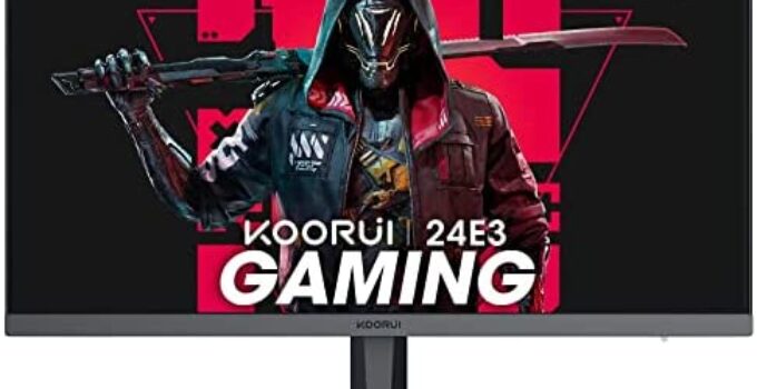 KOORUI 24″ Gaming Monitor 165Hz, 1080p, 1ms, IPS, 99% sRGB Color Gamut, FreeSync, Ultra Slim Frame, VESA Mountable (FHD 1920×1080, HDMI, DisplayPort) Black