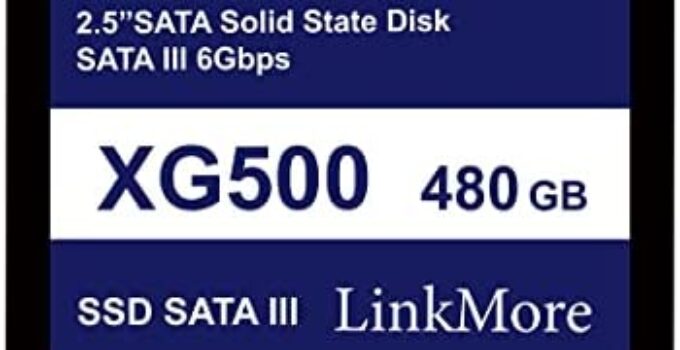 LinkMore XG500 480GB 2.5” SATA III (6Gb/s) Internal SSD, Solid State Drive, Up to 500MB/s for Latop and PC