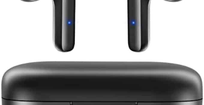 MOZOTER Bluetooth 5.2 Wireless Earbuds,Deep Bass Loud Sound Clear Call Noise Cancelling with 4 Microphones in-Ear Headphones with Wireless Charging Case Compatible for iPhone Android,Workout