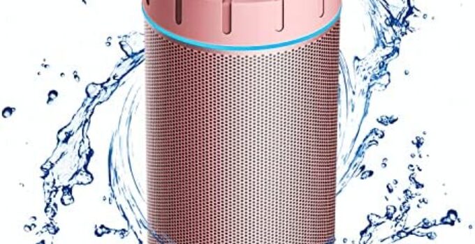 comiso Waterproof Bluetooth Speaker IPX7, 25W Wireless Portable Speakers Loud Sound Strong Bass Stereo Pairing 36 Hours Playtime, Bluetooth 5.0 Built in Mic for Calls (Upgraded X26L) Pink