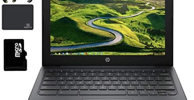 2020 HP Premium Chromebook 11.6″ HD Laptop Business & Student, Intel Celeron N3350, 4GB RAM, 32GB eMMC+64GB SD Card, HD Webcam, Bluetooth, Chrome OS, Wireless-AC,WiFi, USB-A&C, w/HubXcel Accessories