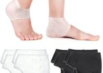 4 Pairs Gel Heel Protectors Breathable Heel Sleeves Pads Gel Heel Cushion Socks Heel Support Back Foot Sleeves for Heel Plantar Fasciitis Insoles Heel Pain Relief and Cracked Heels (White, Black)