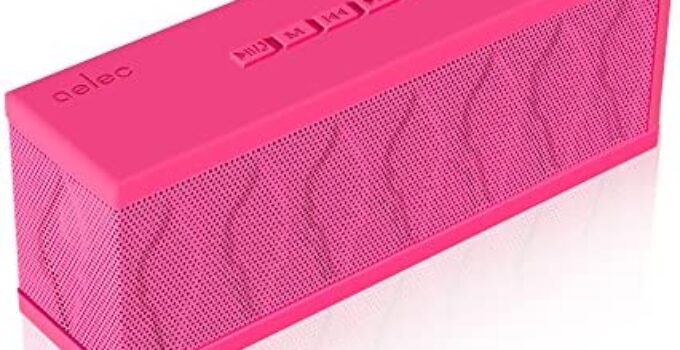 AELEC IPX56 Water Resistance SoundTorch Ultra Portable Wireless Bluetooth Speaker with 15-Hour Playtime,More Bass with 10W+ Dual Driver and Built-in Mic,for Golf, Beach, Home (Rose Red)