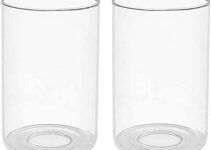 Clear Glass Lamp Shade Cylinder Glass Shade Replacement Globes for Light Fixture with 1-5/8 Inch Fitter Diameter 4” Height 6.5″ (2 pack)