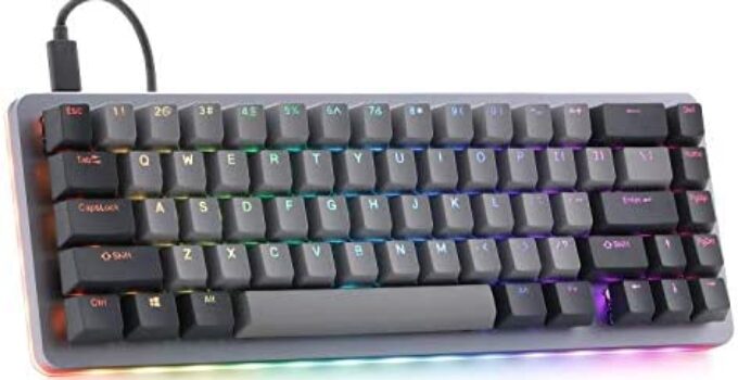 DROP ALT Mechanical Keyboard — 65% (67 Key) Gaming Keyboard, Hot-Swap Switches, Programmable Macros, RGB LED Backlighting, USB-C, Doubleshot PBT, Aluminum Frame (Halo Clear, Gray)