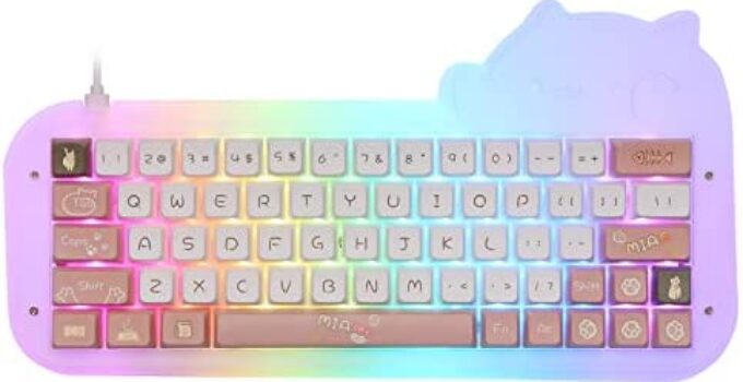 EPOMAKER Mini Cat 64 60% Hot Swappable Acrylic RGB Wired Mechanical Gaming Keyboard, VIA Programmable with Dye Sublimation PBT Keycaps for Mac/Win/Gamers(MIA Keycaps, Epomaker Budgerigar Switch)