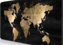 IMAYONDIA Large Gaming Mouse Pad (35.4×15.7 in),Extended Non-Slip Rubber Base Mousepad with Stitched Edges,Keyboard Mouse Mat Desk Pad for Work,Office,Home – Black and Gold World Map
