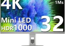 INNOCN 32″ Mini LED 4K UHD 3840 x 2160 Computer Gaming Monitor 144Hz 1ms IPS HDR1000 HDMI 2.1 Monitor, 99% DCI-P3, USB Type-C Connectivity, Pivot/Height Adjustable Stand – 32M2V