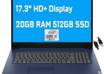 Lenovo IdeaPad 3 Business Laptop 17.3″ HD+ Display 10th Gen Intel 4-Core i5-1035G1 (Beats i7-8665U) 20GB RAM 512GB SSD Intel UHD Graphics Fingerprint Dolby Win10 + HDMI Cable