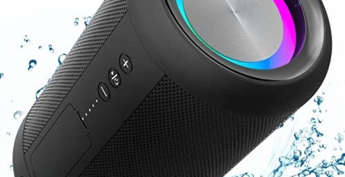 MAWODE X7 Portable Speaker, RGB Color Light IPX5 Waterproof Speaker, Up to 24Hours Playtime Shower Speaker, Bluetooth Speakers Support USB, Aux Play