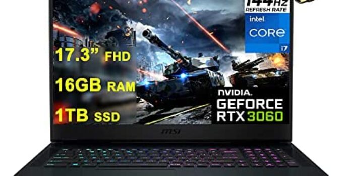 MSI Flagship GE76 Raider Gaming Laptop 17.3” FHD IPS 144Hz 11th Gen Intel 8-Core i7-11800H 16GB RAM 1TB SSD GeForce RTX 3060 6GB Backlit Thunderbolt USB-C MiniDP 2.5Gb Ethernet Win10 + HDMI Cable