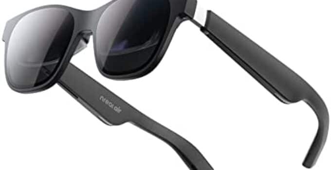 Nreal Air AR Glasses, Smart Glasses with Massive 201″ Micro-OLED Virtual Theater, Augmented Reality Glasses, Watch, Stream, and Game on PC/Android/iOS–Consoles & Cloud Gaming Compatible
