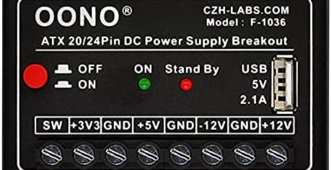 OONO ATX 24/20-Pin DC Power Supply Breakout Module with 2.1A USB Port