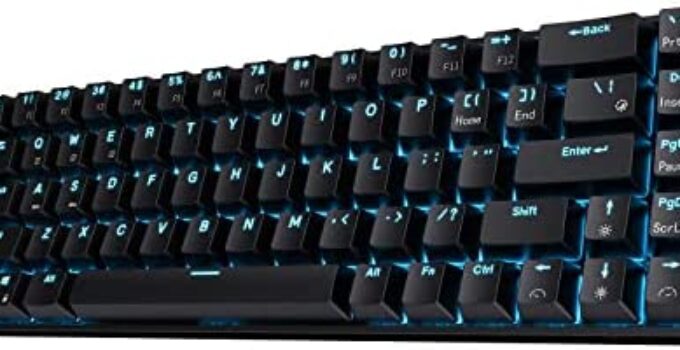 RK ROYAL KLUDGE RK68 Wireless Hot Swappable 65% Mechanical Keyboard, 68 Keys Compact Bluetooth Gaming Keyboard with Stand-Alone Arrow/Control Keys, Black, Clicky Blue Switch
