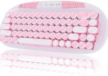 RK ROYAL KLUDGE Round Computer Wireless Keyboards, Cute Typewriter Mechanical Gaming Keyboard Supports BT/2.4G/USB-C Mode with Round Keys 10 Buttons, Gifts for Girls College Students – White & Pink