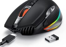 RisoPhy RGB Wireless Gaming Mouse,Rechargeable Wireless Mouse with 6-Level 10000 DPI,Chroma RGB Backlit,8 Programmable Buttons,Lightspeed,Ergonomic Plus USB Computer Mouse for Laptop PC Mac Computer