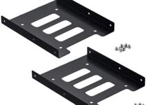SSD Mounting Bracket 2.5 to 3.5 Adapter 2 Pack,Ruaeoda SSD Bracket SSD Tray Adapter 2.5″ to 3.5″ HDD SSD Hard Disk Drive Bays Holder Metal Mounting Bracket Adapter for PC SSD