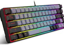 Snpurdiri 60% Gaming Keyboard,RGB Compact Mini Keyboard,Wired Computer Membrane Keyboard for Windows PC Gamers(68 Keys,Grey -Black)