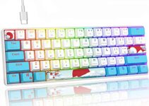 Ussixchare 60 Percent Keyboard Mechanical RGB Wired 60% Gaming Keyboard Blue with PBT Backlit Keycaps for Windows PC Gamers (Sea/Red Switch)