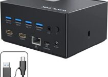 WAVLINK USB 3.0/USB C Universal Docking Station,Dual Display(4K HDMI&2K HDMI) for macOS and Windows,Thunderbolt 3 & 4,USB C Dock Laptop USB C HUB,(100W PD,4xUSB3.0,Gigabit Ethernet, 3.5mm Audio)