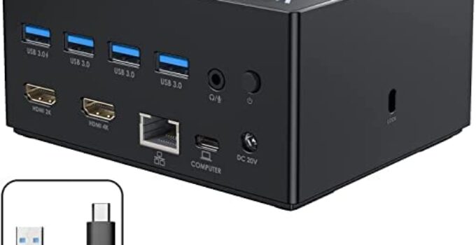 WAVLINK USB 3.0/USB C Universal Docking Station,Dual Display(4K HDMI&2K HDMI) for macOS and Windows,Thunderbolt 3 & 4,USB C Dock Laptop USB C HUB,(100W PD,4xUSB3.0,Gigabit Ethernet, 3.5mm Audio)