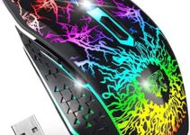 Wireless Gaming Mouse, Scettar Rechargeable Wireless Computer Gaming Mouse with Colorful LED Lights, Silent Click, Power Saving Mode, 3 Level DPI Computer Wireless Mouse for Gamer PC…