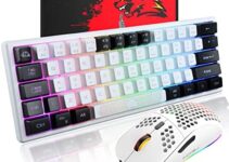 60% Wired Gaming Keyboard and Mouse Combo True RGB Mini Mechanical Feel Ultra-Compact Keyboard and RGB 6400 DPI Honeycomb Optical Mouse,Gaming Mouse pad for Windows Mac Laptop PC Gamer