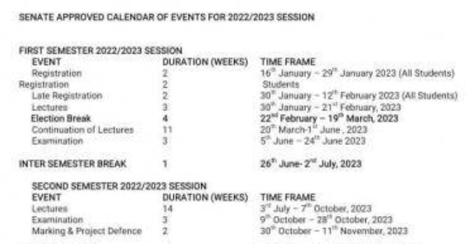 MAUTECH Revised Academic Calendar for 2022/2023 session