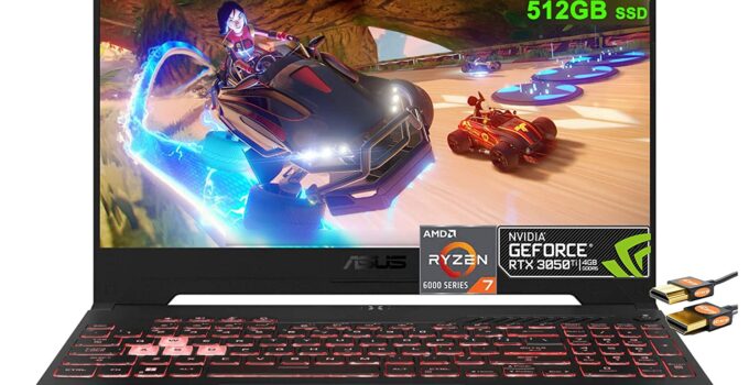 ASUS TUF Gaming A15 Laptop 15.6" FHD 144Hz (Adaptive-Sync) AMD Ryzen 6000 Series 8-core Ryzen 7 6800H (Beats i7-11370H) 16GB RAM 512GB SSD GeForce RTX3050Ti 4GB RGB Backlit Hi-Res Win11 + HDMI Cable