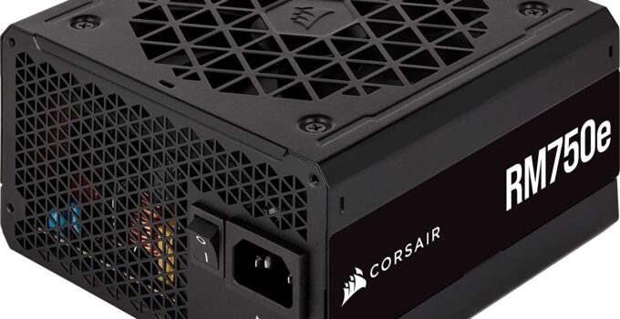 Corsair RM750e Fully Modular Low-Noise ATX Power Supply – Dual EPS12V Connectors – 105°C-Rated Capacitors – 80 Plus Gold Efficiency – Modern Standby Support – Black