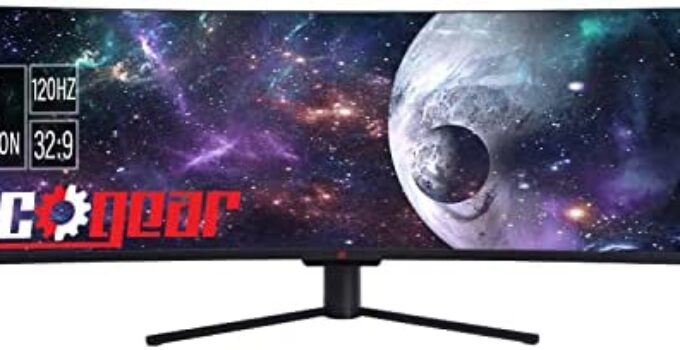 Deco Gear 49″ Curved Ultrawide 5K DQHD Gaming Monitor, 32:9, 120 Hz, 101% NTSC 100% sRGB, Adjustable, Home Office and Entertainment Workstation