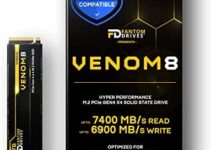 Fantom Drives VENOM8 4TB – Up to 7400MB/s – Gen 4 M.2 SSD PS5, Gaming SSD for PC, Laptop, Video Editing – 3D NAND TLC Internal NVMe SSD (VM8X40)