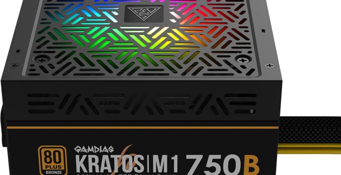 GAMDIAS RGB Gaming PC Power Supply 750W 80 Plus Bronze Certified 750 Watt PSU for Computers with Active PFC, Kratos M1-750B