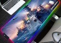 Gaming Mouse Pads Anime World of Warships Gaming LED Light Mouse Pad RGB Large Keyboard Cover Non-Slip Rubber Base Computer Carpet Desk Mat PC Game Computer(The Ocean Waves),Color,L-Large(300X800MM)