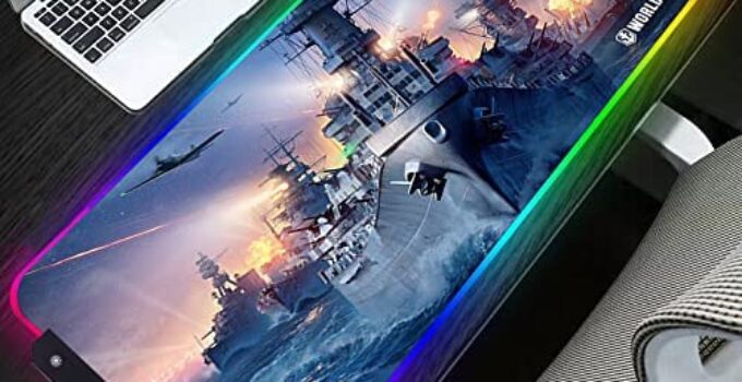 Gaming Mouse Pads Anime World of Warships Gaming LED Light Mouse Pad RGB Large Keyboard Cover Non-Slip Rubber Base Computer Carpet Desk Mat PC Game Computer(The Ocean Waves),Color,L-Large(300X800MM)