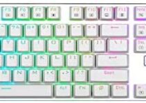 HUO JI E-Yooso Z-88 Mechanical Gaming Keyboard, Brown Switches, Programmable RGB Backlit, 104 Keys Hot Swappable for Mac, PC, Silver and White