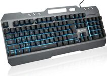 KLIM Lightning Semi Mechanical Gaming Keyboard + 7 LED Colors + Metal Frame + Compatible with PC Mac PS4 ps5 Xbox One + Wired Hybrid Keyboard (Renewed)