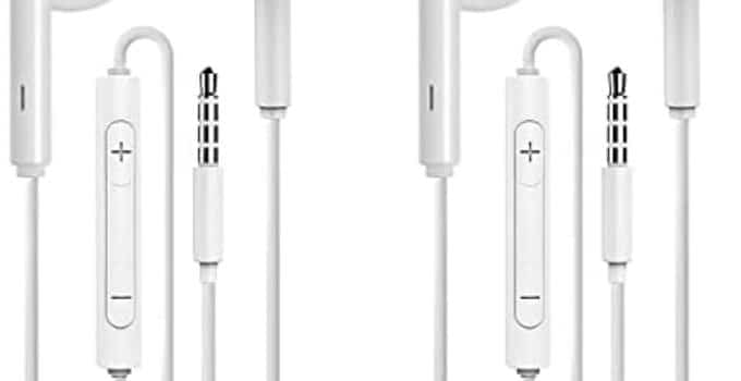 Kamon 2 Pack Earbuds Wired in Ear Headphones with Mic. K7 Wired Earphones in-Ear Headphones HiFi Stereo, Deep Bass Ear Buds 3.5mm Jack Plug for iPhone, Samsung, Android, MP3, MP4, Tablets