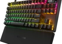 New SteelSeries Apex Pro TKL 2023 Ed.- World’s Fastest Mechanical Gaming Keyboard – Adjustable Actuation – Esports Tenkeyless – OLED Screen – RGB – PBT Keycaps – USB-C