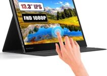 PEPPER JOBS Portable Touchscreen Monitor, XtendTouch 13.3 Inch FHD 1080P Display with Multi-Touch, Smart Cover, Dual Speakers, Compatible with Laptop/Switch/PS4/PS5(USB-C,Mini-HDMI,13.3″,No Battery)