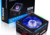 PowerSpec 850W Power Supply Fully Modular 80 Plus Gold SLI/Crossfire Ready ATX PC Power Supplies with RGB Lighting Fan, PSX 850GFM, 10 Year Warranty