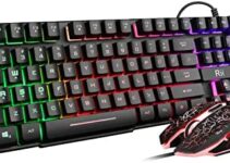 Rii Gaming Keyboard and Mouse Set, Multiple Color Rainbow LED Backlit Multimedia PC Gaming Keyboard,Office Keyboard Colorful Breathing Backlit Gaming Mouse for Working or Primer Gaming,Office Device