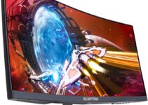 Sceptre Curved 24.5-inch Gaming Monitor up to 240Hz 1080p R1500 1ms DisplayPort x2 HDMI x2 Blue Light Shift Build-in Speakers, Machine Black 2023 (C255B-FWT240)