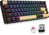 surmen GT68 60% Mechanical Gaming Keyboard 60 Percent RGB Hot-Swappable 68-Key Wireless Compact Keyboard Bluetooth5.0/2.4G/Wired with Red Switch (Gateron Red, Blue Samurai 68)