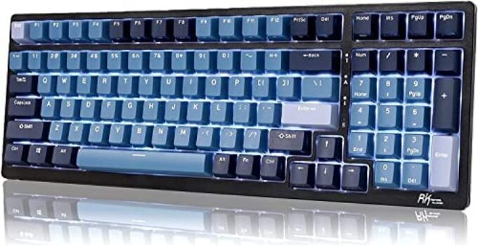 RK ROYAL KLUDGE RK98 Wireless Mechanical Keyboard Triple Mode 2.4G/BT5.1/USB-C 100 Keys Hot Swappable Blue Switches with Number Pad RGB Backlit 3750mAh Battery NKRO Gaming Keyboard Ergonomic Design
