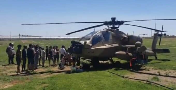 IAF attack helicopter lands at kibbutz after technical fault forces it out of flyby