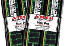 A-Tech 32GB Kit (4x8GB) ECC RDIMM Memory for Mac Pro Mid 2010 & Mid 2012 (MacPro5,1) | DDR3 1333MHz ECC Registered DIMM PC3-10600 Dual Rank 2Rx4 1.5V 240 Pin RAM Upgrade
