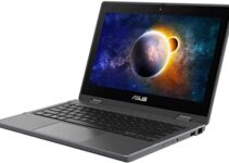 ASUS 2022 11.6″ HD Business Laptop, Intel Celeron N4500 Processor, 4GB RAM, 64GB eMMC , Webcam, Intel HD Graphics 500, Bluetooth, Windows 10 Pro, Dark Grey, 32GB SnowBell USB Card